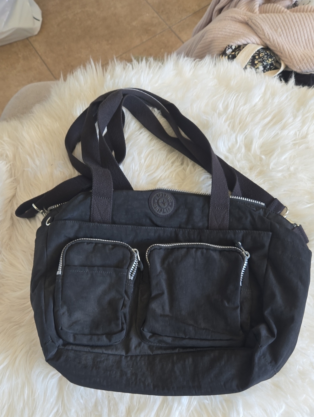 Kipling Black Nylon Tote with Dual Front Pockets